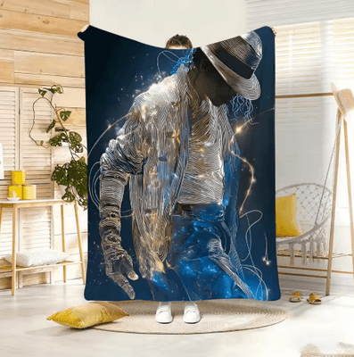Inspire Picks Michael Jackson Flannel Throw Blanket Lightweight 240g Music Fan Cover white8 75x100cm