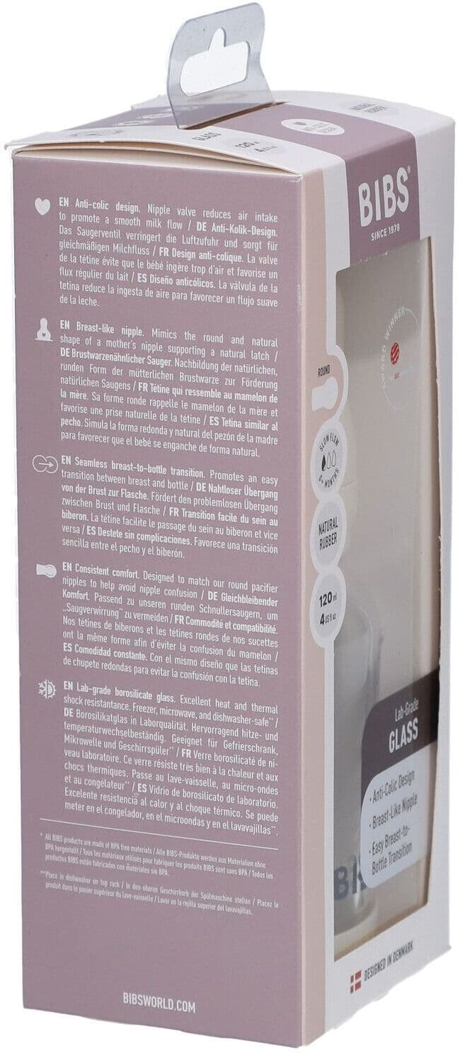 Bibs Zuigfles Glas 120ml Complete Set Ivory 1 St Flaschen