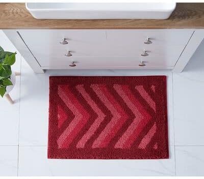 Empyrean Non Slip Shaggy Bath Rug Set - Chevron Design Ultra Soft Bathroom Mat