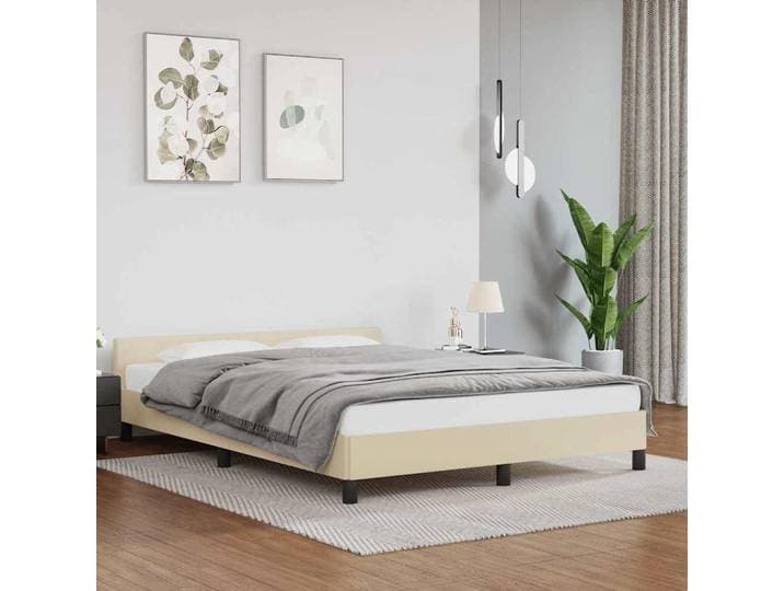 vidaXL Bettgestell mit Kopfteil ohne Matratze Creme 140x200 cm