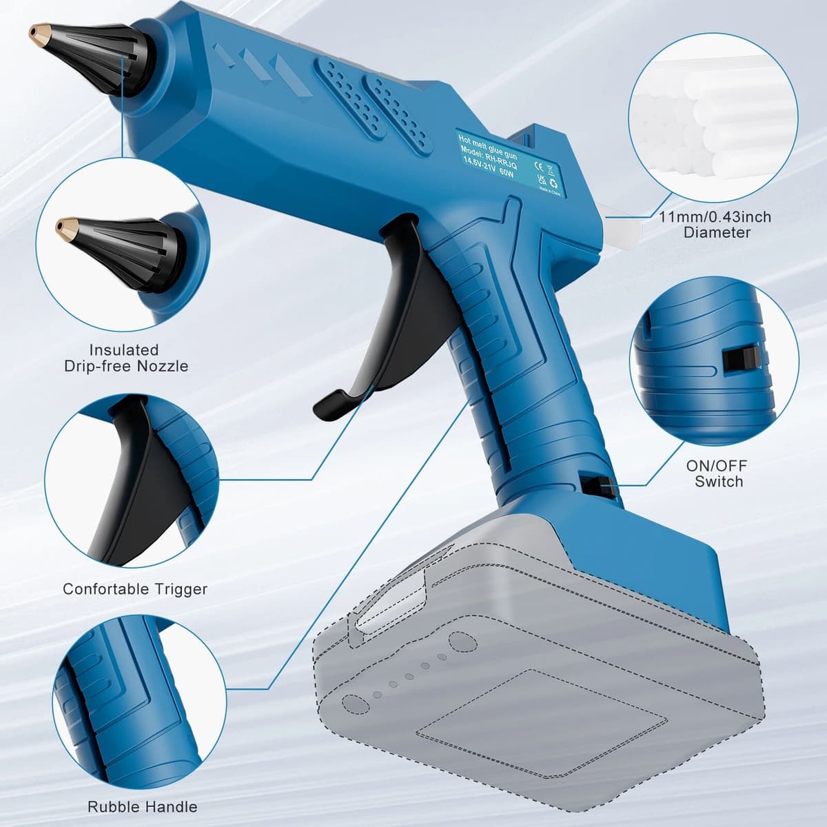 Synxiter Electric Cordless Hot Glue Gun For Makita For DEWALT For Milwaukee For Bosch 18V Battery Hot Melt Welding Air Gun Power Tool