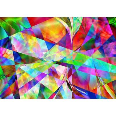 Fototapete PAPERMOON "MODERNE KUNST-ABSTRAKT MALEREI 3D GEOMETRISCH ART DEKO", bunt, B:5m L:2,8m, Vlies, Tapeten