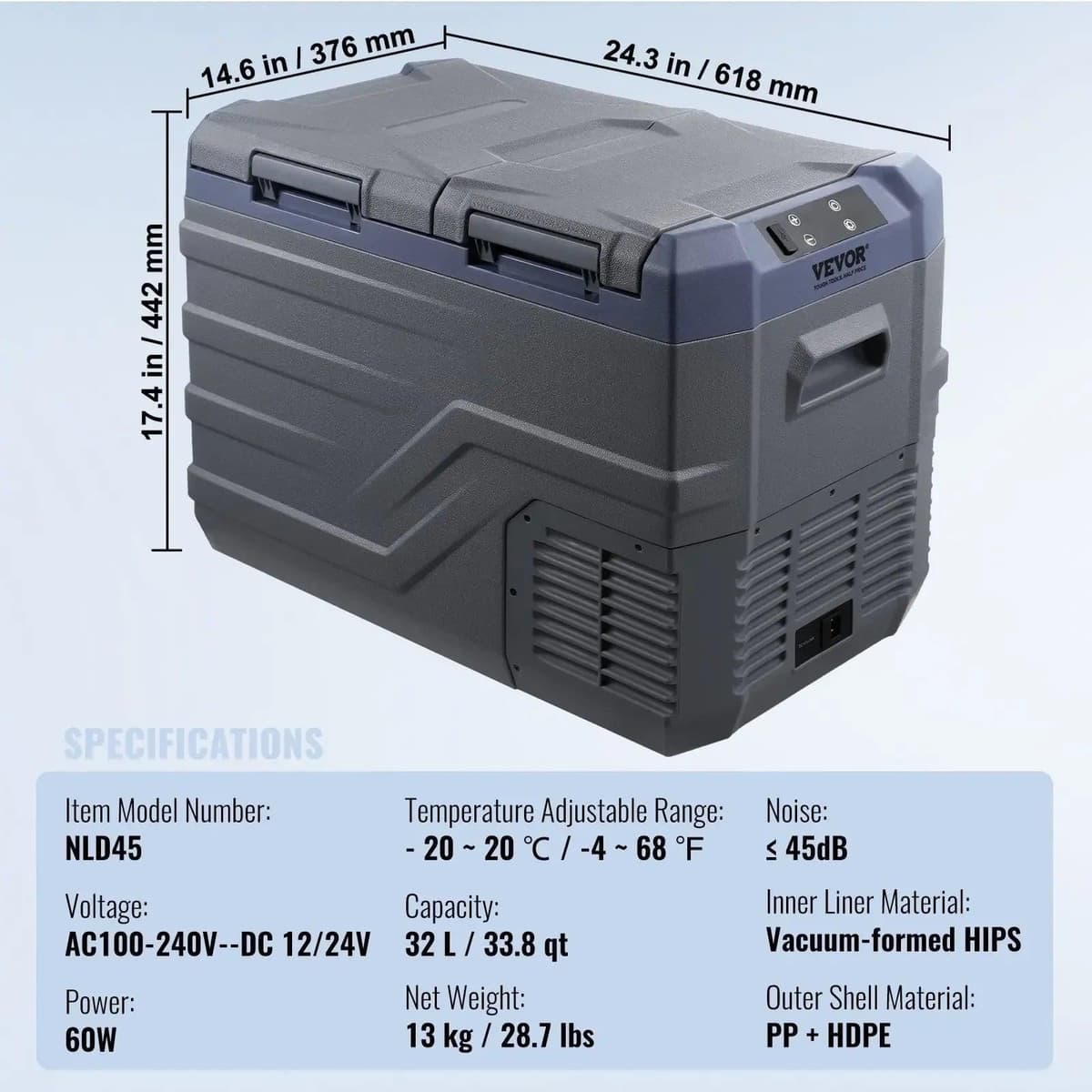 Selius Auto Koelkast - Draagbare Compressor Koelbox voor Camping - 32L - 12V/24V