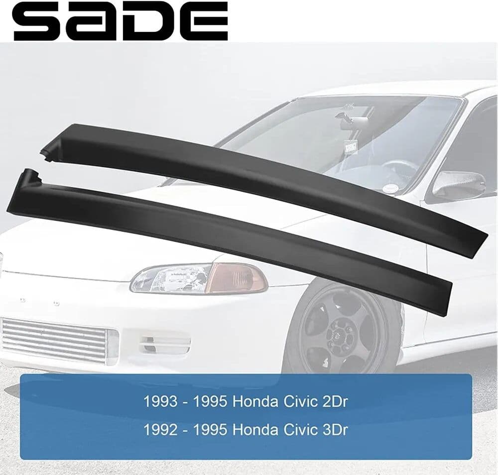 sade Left Right Windshield A-Pillar Trim Molding Door Garnish Trim Pillar Panel for 1992-1995 Honda Civic 2Dr 3Dr 72430-SR3-003