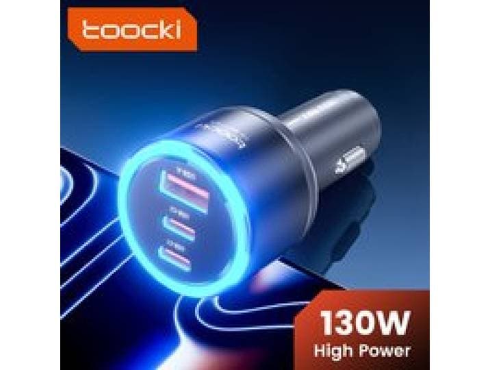Toocki 130W Autolader PD 100W PPS SFC2.0 Snelle USB Type C Autotelefoonlader voor iPhone 17 16 15 Samsung S26 S25 Tablet Laptop