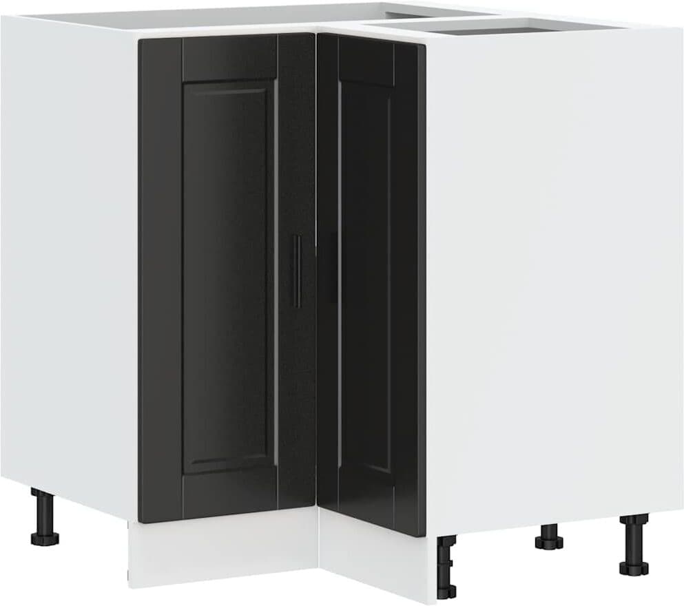 vidaXL Armoire d'angle de cuisine Porto noir bois d'ingénierie