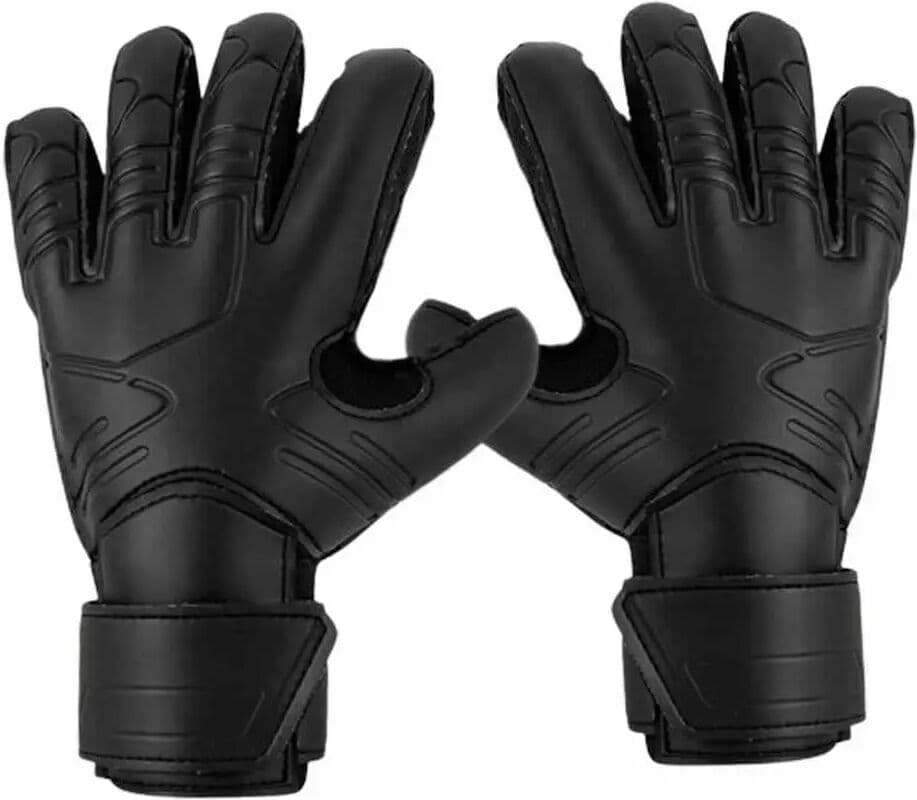 HEALMEYOU Finger Protection Goalie Gloves Wear-Resistant Durable Latex Soccer Gloves Handguard Black Football Goalkeeper Gloves