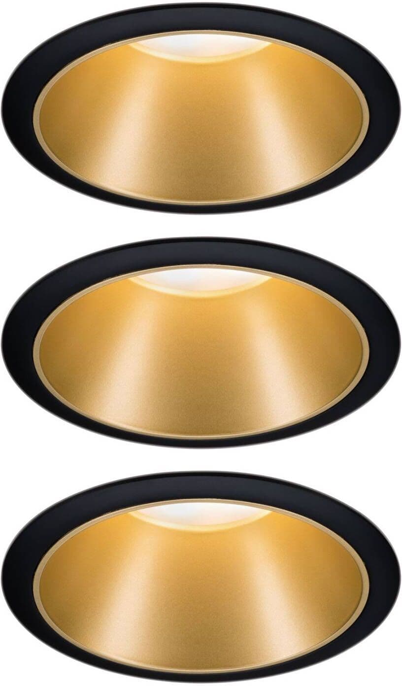 Paulmann Cole reflektor LED, złoto-czarny, zestaw 3 szt Cole, możliwość ściemniania, mosiężny / złoty, przedpokój, aluminium, nowoczesny