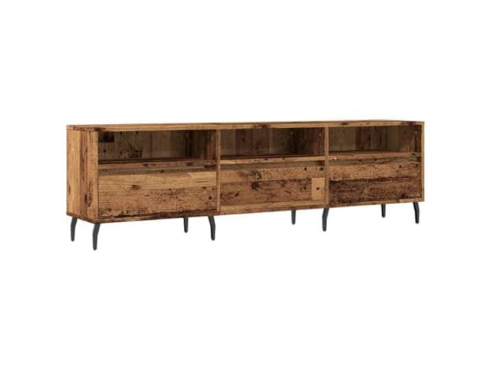 LMTYOENFG TV-Schrank Altholz-Optik Lowboard 150x30x44,5 cm Modernes TV-Möbel mit 6 offenen Fächern und Eisenbeinen für Wohnzimmer und Schlafzimmer.