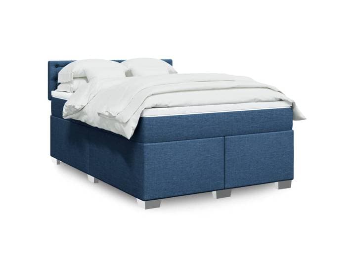 vidaXL Boxspringbett mit Matratze Blau 140x200 cm Stoff