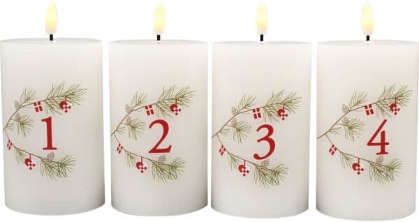 Det Gamle Apotek Adventslys Led M. Julemotiv, H12,5 Cm, Hvid, 4 Lys