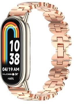 Everyday Crate Mijobs Xiaomi Smart Band 10 Strap Stainless Steel Bone Chain Watch Band For Smart Band 10 9 8 rose Gold+light Gold
