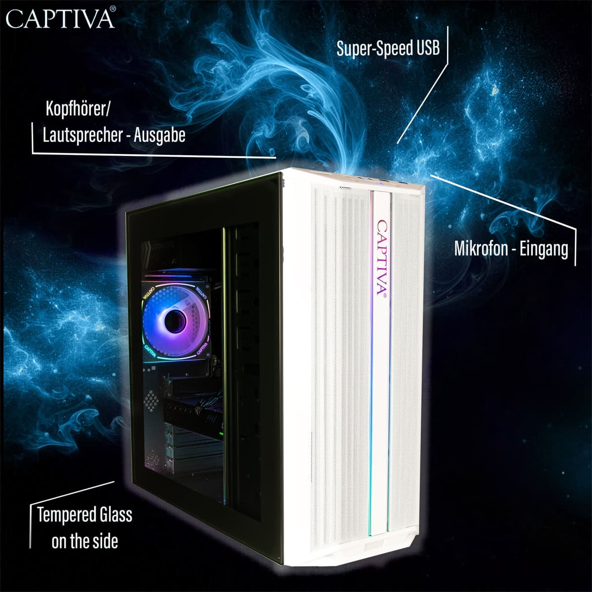 CAPTIVA Gaming-PC "Highend Gaming R10-0582", weiß, Microsoft Windows 11 Home (64 Bit), Radeon™ RX 9060 XT, 16 GB RAM 250 GB SSD, Desktop-PCs, Gaming-PC