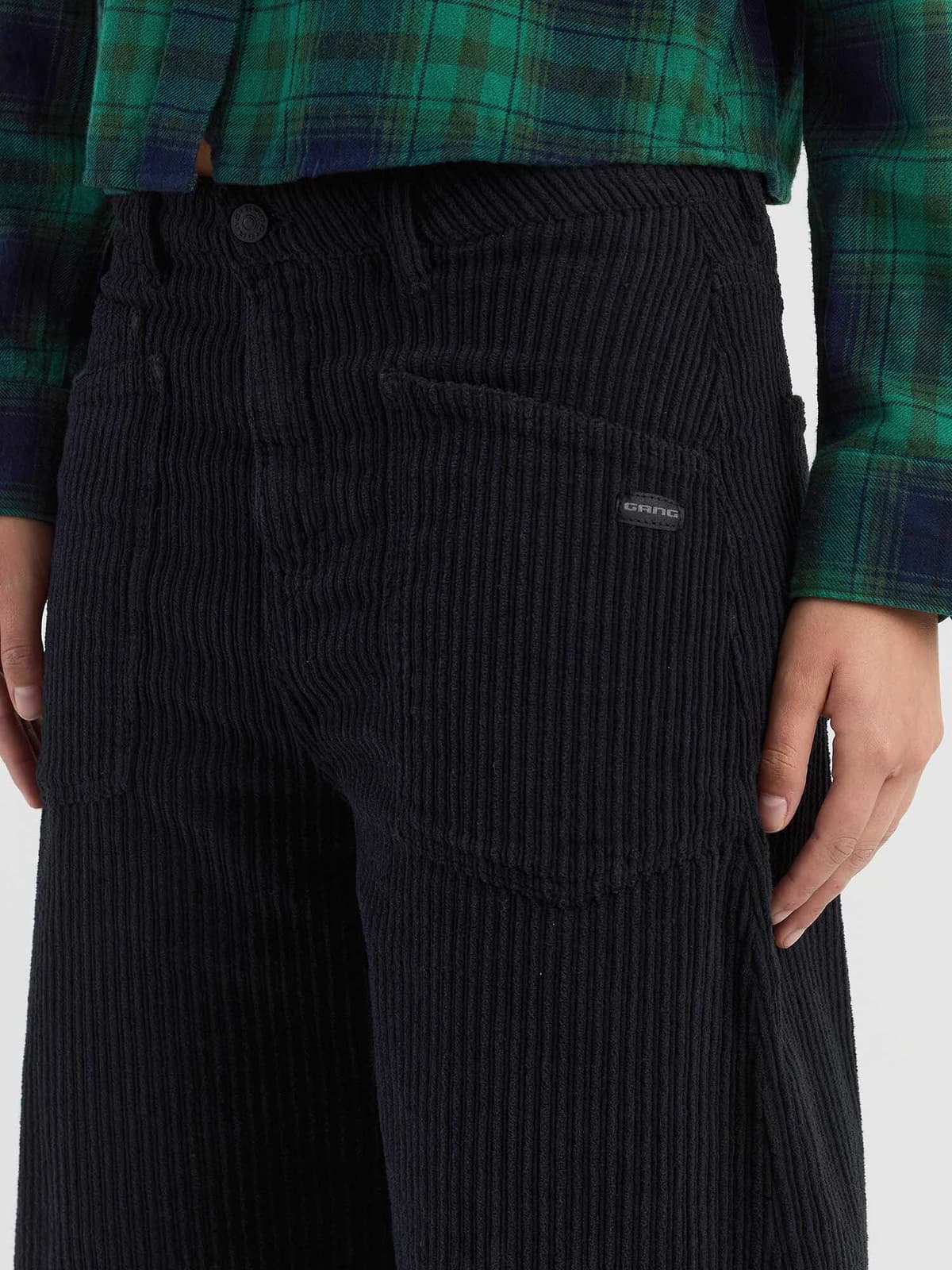 Cordhose GANG "94ODINA", Damen, Gr. 34, N-Gr, schwarz, Cord, Obermaterial: 98% Baumwolle, 2% Elasthan, unifarben, Ballonform knöchelfrei, Hosen Cordhose, im O-Shape, verkürzte Beinlänge