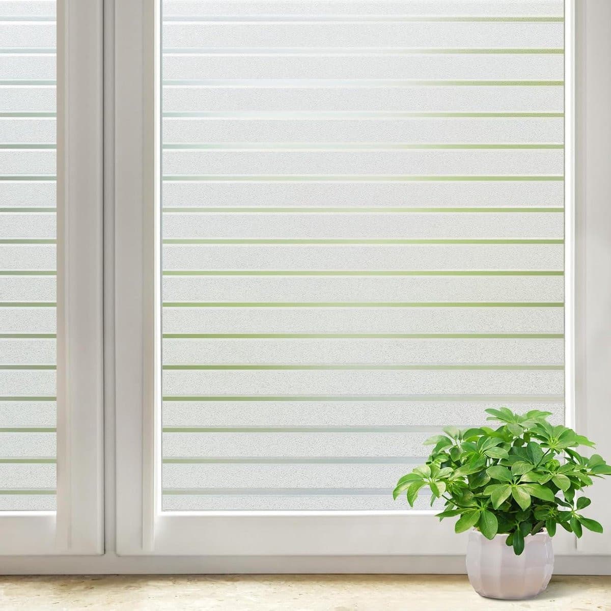 Zelfklevende privacy raamfolie met mat strepenpatroon - 44,5 x 200 cm