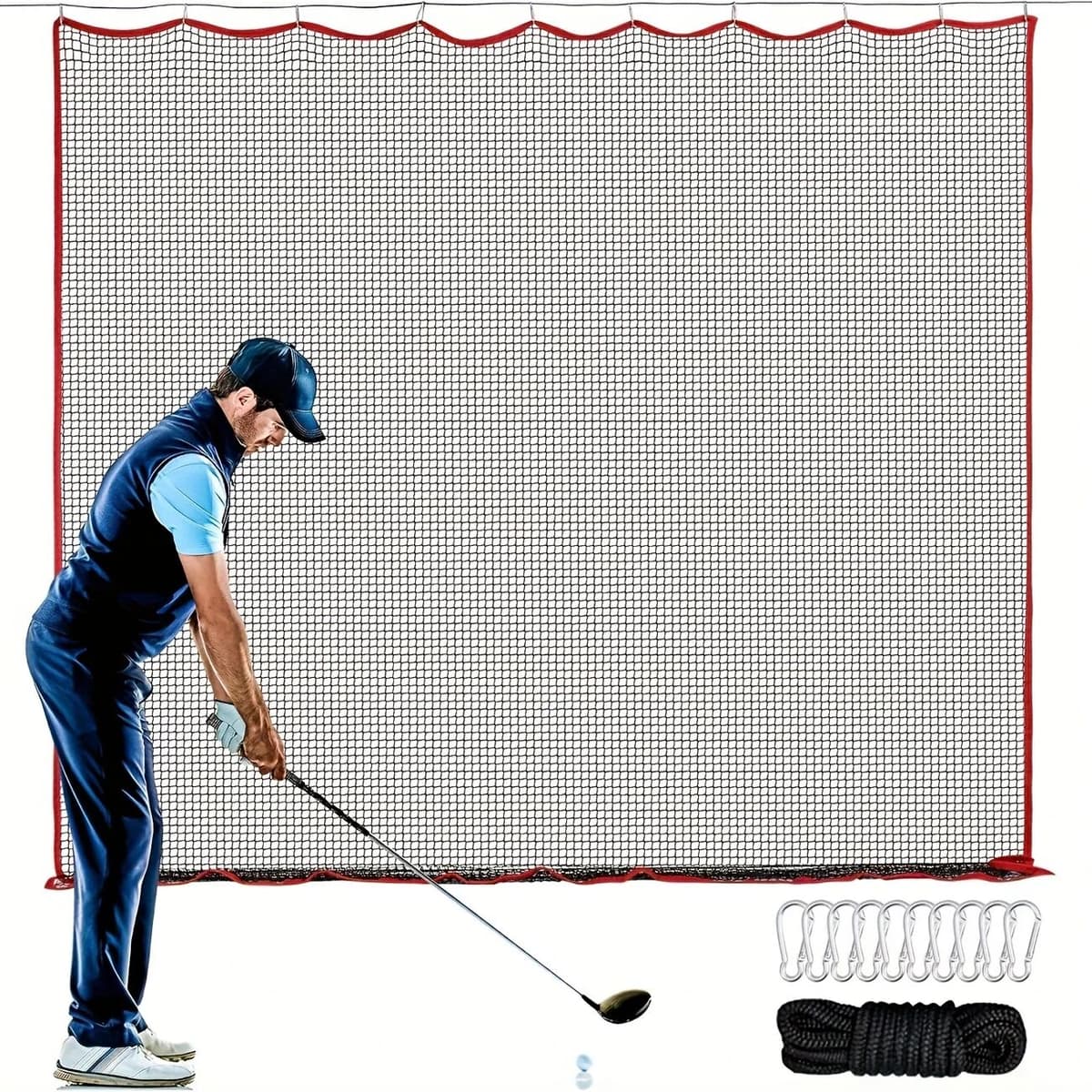 GREARTH Golf Netting, 10x10 Ft Golf Practice Net and Sports Netting, High Impact Golf Hitting Barrier Net, Heavy Duty Golf Ball Netting,