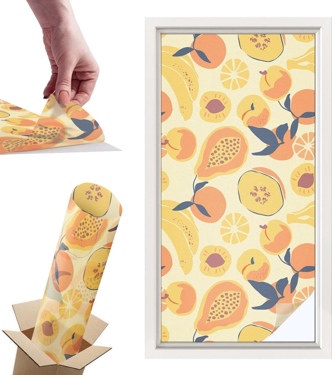 Tulup Raamfolie Anti inkijk Sappig fruit Geel - 50 x 100 cm