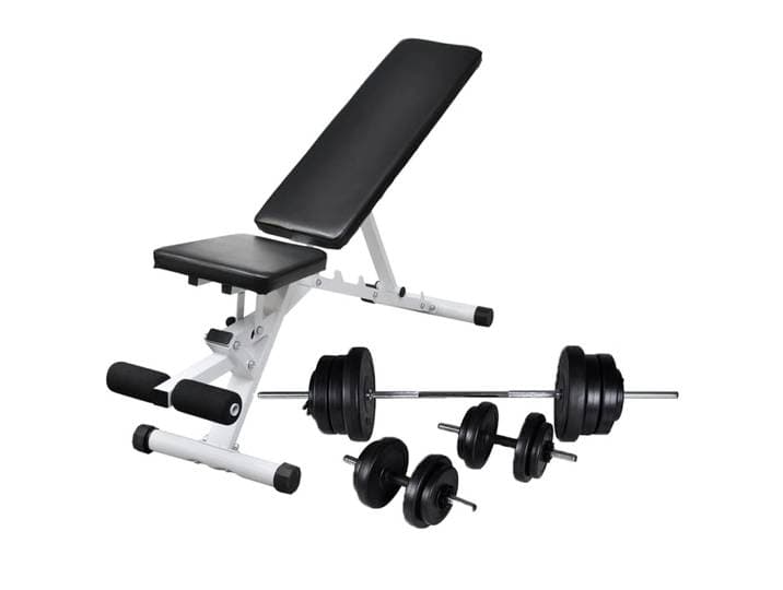 vidaXL Hantelbank mit Langhantel und Kurzhantel Set 60,5 kg
