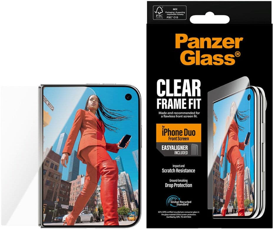 iPhone Duo PanzerGlass Skjermbeskyttelsesglass FrameFit med EasyAligner - Gjennomsiktig
