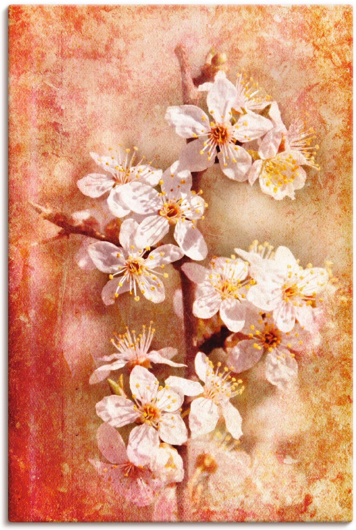 Wandbild ARTLAND "Kirschblüten", orange (farbe bild(er): orange), B:60cm H:90cm, Bilder, als Leinwandbild, Poster in verschied. Größen