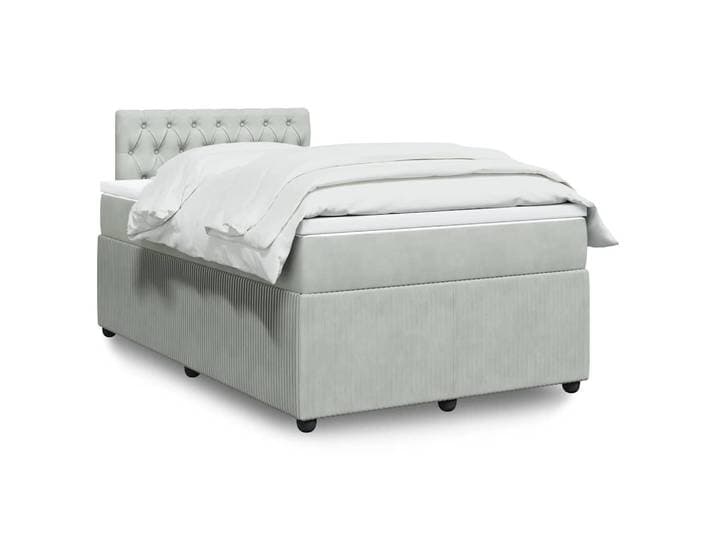 vidaXL Boxspringbett mit Matratze Hellgrau 120x190 cm Samt