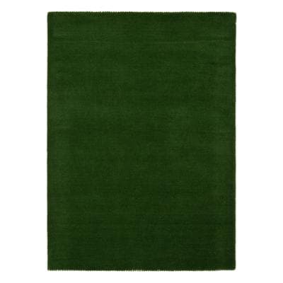 Wollteppich CARPETFINE "Gabbeh Lola Uni", grün, B:60cm H:14mm L:90cm, Wolle, Teppiche, mit natürlichem Pflanzenmaterial von Hand gewebt, auch in Rund