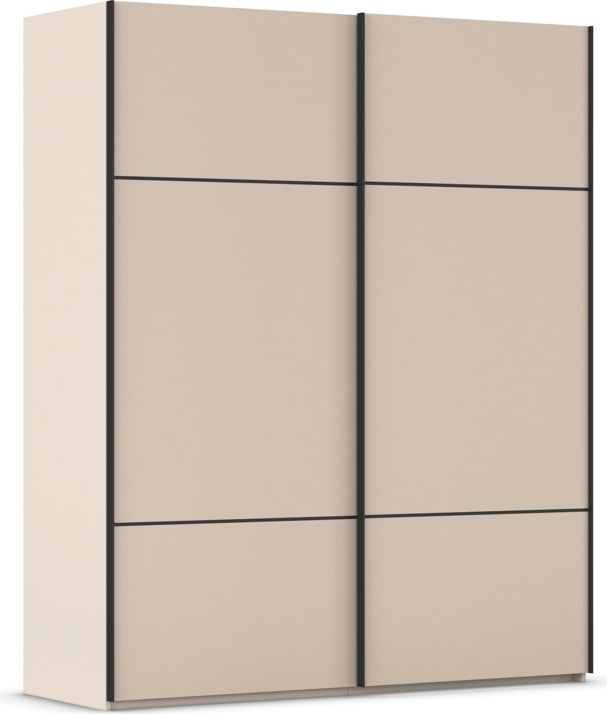 rauch "Kleiderschrank Schrank Garderobe Schlafzimmerschrank SCALE-TRIO" edle dreigeteilte Front, 2 Zierleisten in Griff-Farbe MADE IN GERMANY champagner, griffleisten schwarz B/H/T: 181cm x 223cm x 68cm