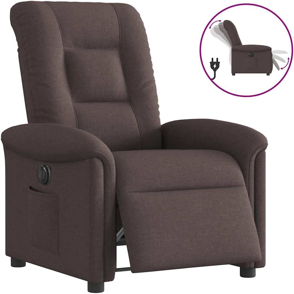 vidaXL Fauteuil inclinable électrique Marron foncé Tissu