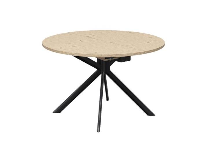 CONNUBIA table extensible à rallonge avec piètement noir mat GIOVE CB/4739-D 120 cm (Plateau et rallonge en chêne naturel - Métal et bois [...]