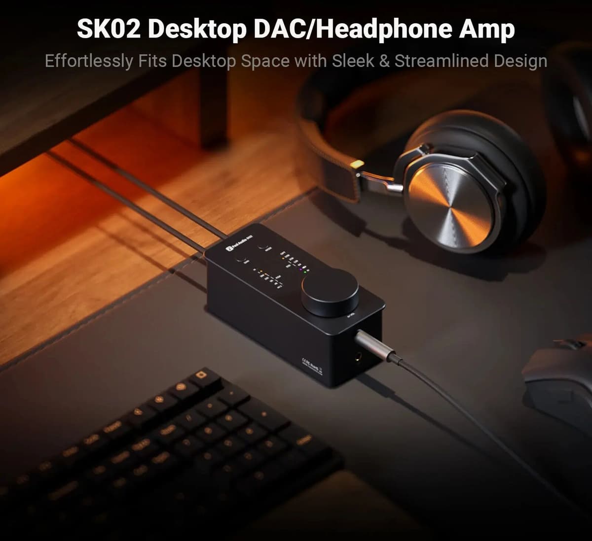 JUZEAR Fosi Audio SK02 Desktop DAC / Headphone AMP Preamp ES9038Q2M DAC SGM8262 Op-AMP PCM384kHz DSD256 Multifunctional Infinite Knob