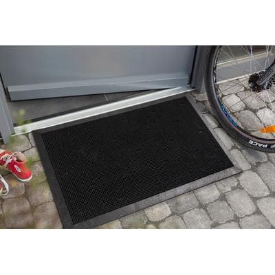 Fußmatte ASTRA "Border Pin", schwarz, B:45cm H:7mm L:75cm, Gummi, Teppiche, Fußmatte, Schmutzfangematte, Türmatte, wasserabweisend, In und Outdoor