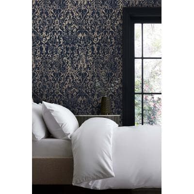 Vliestapete NEXT "MAJESTIC DAMASK Vliestapete 10mx52cm", blau, B:0,52m H:0m L:10m, Vlies, Tapeten, Majestätischer Damast 10mx52cm