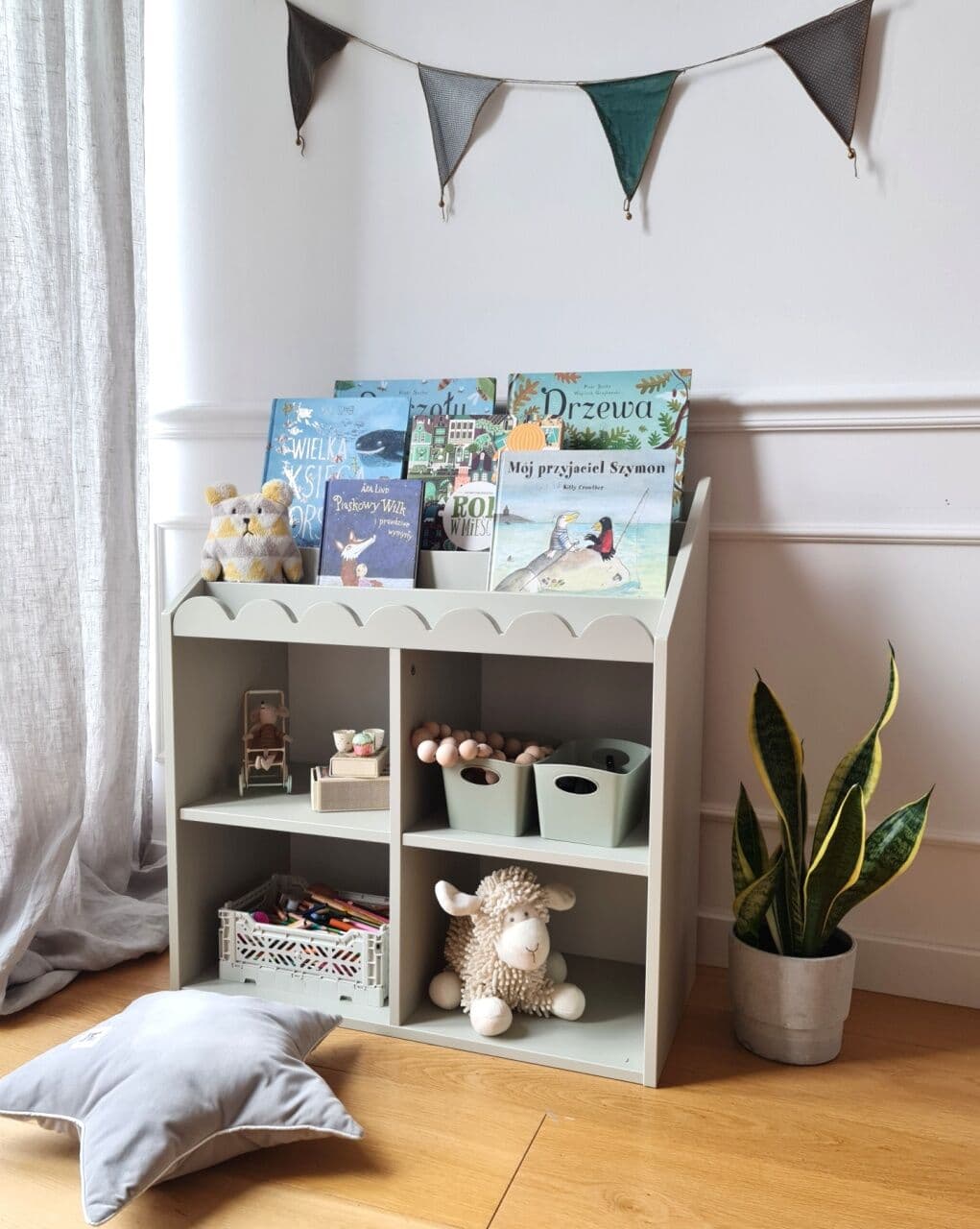 Bellamy Biblioteca pentru copii Book Nook verde salvie H76 cm