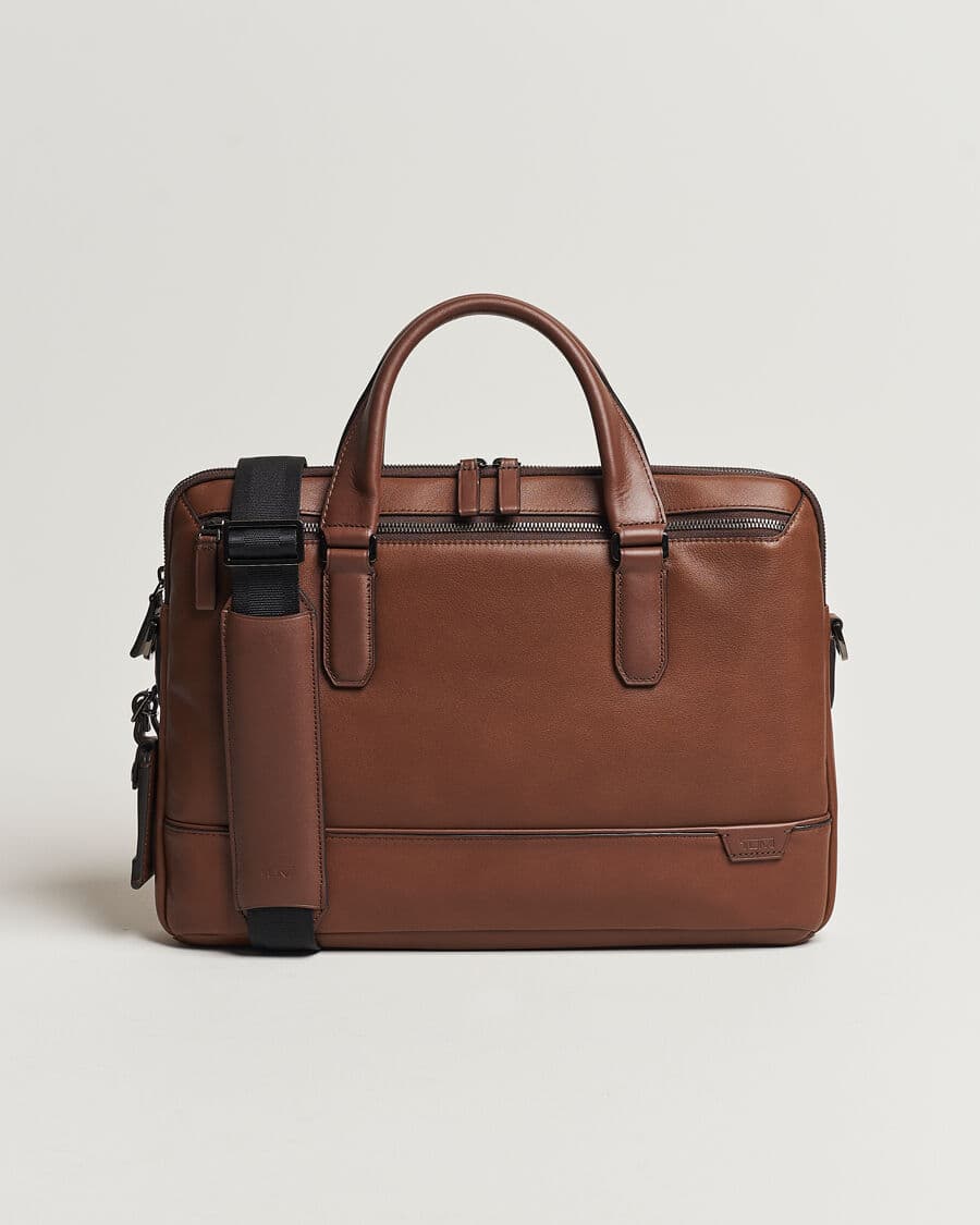 TUMI Harrison Sycamore Slim Leather Brief Cognac