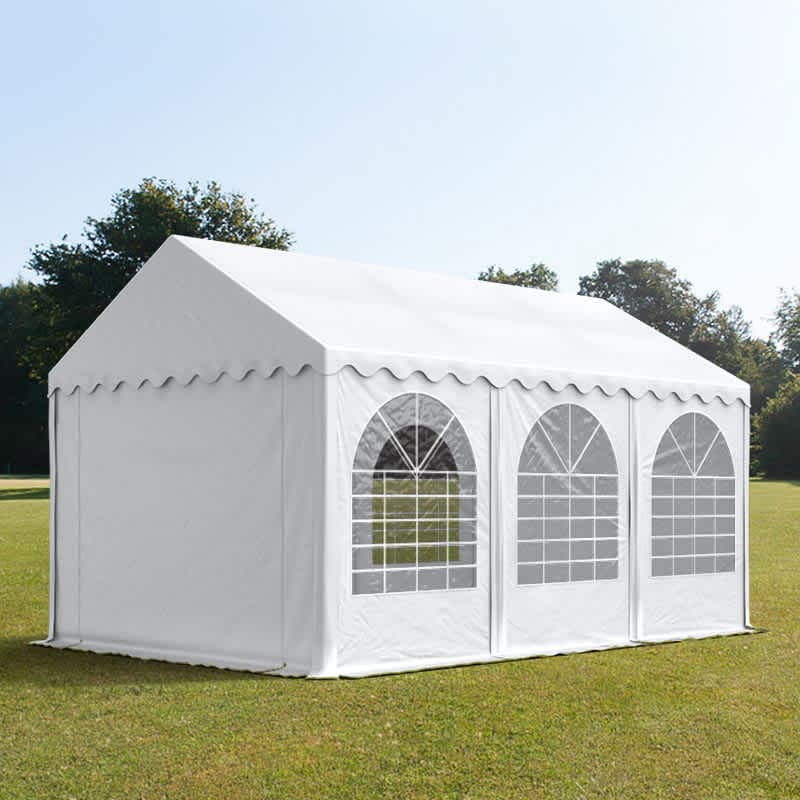 TOOLPORT 10x20 ft 8.5 ft Sides Party Tent w. Base Frame, PVC 800, White - (7662BL)