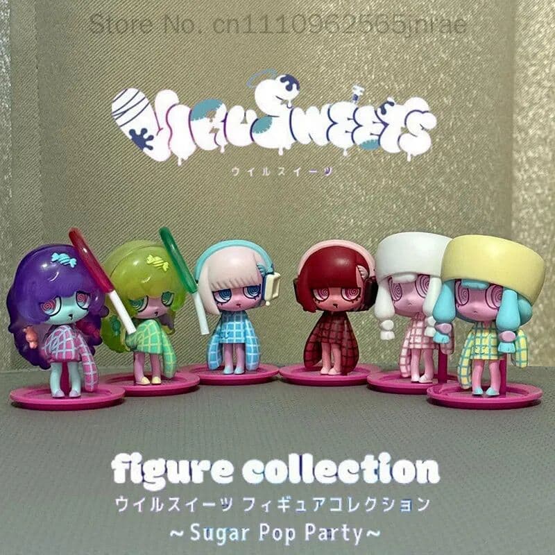 Bandai Authentic Japan Virus Sweets Gashapon Figure Collection Sugar Pop Party Dark Style Lollipop Shape Desktop Decor Ornament