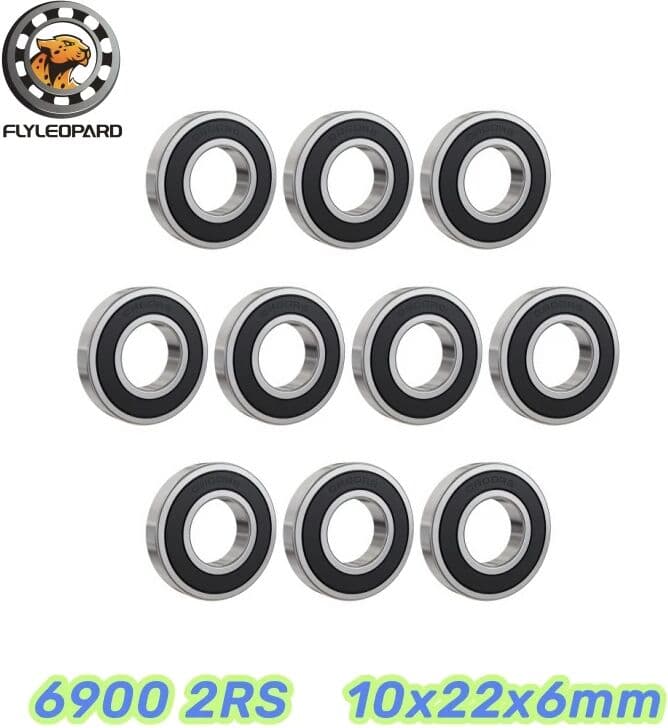 raindew 6900RS 10x22x6mm Bearing 10Pcs ABEC-7 Metric Thin Section Deep Groove Ball Bearing 6900 2RS Black Rubber Sealed