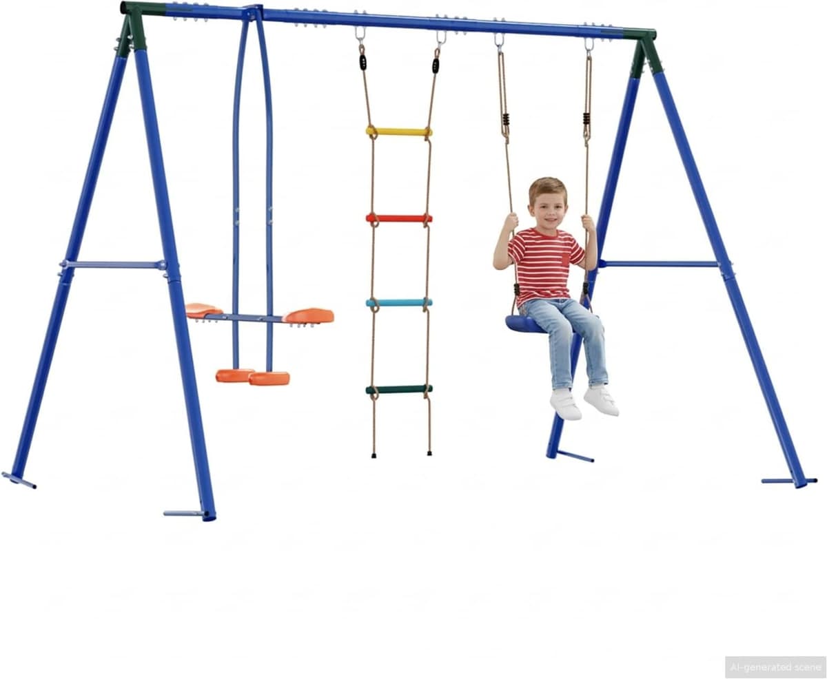 vidaXL Ensemble de balançoires d'extérieur Multicolore Acier et PE