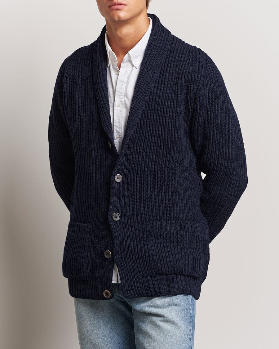 Gloverall Shawl Collar Cardigan Navy men L Blå