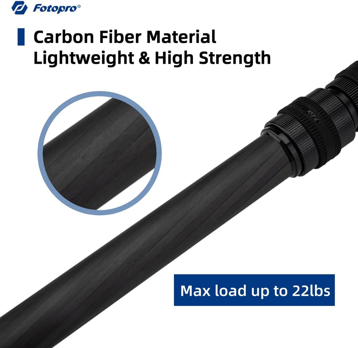 Fotopro Carbon Fiber Tripod Extension Tube 3-Section 64cm Tripod Center Column Max Load 10kg P-2A