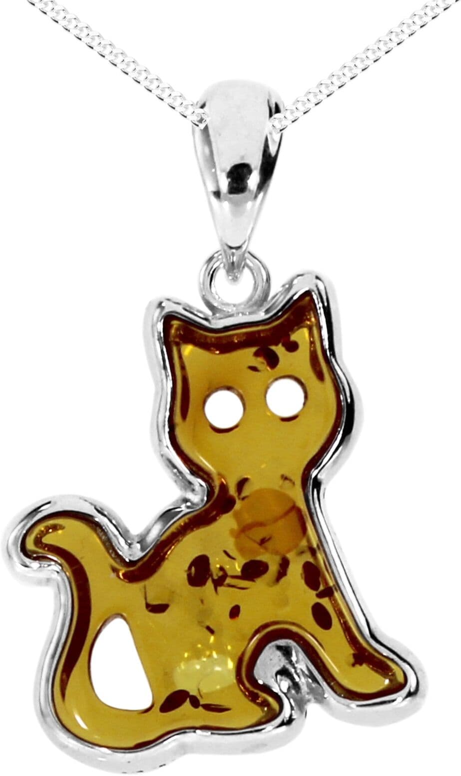 Kette mit Anhänger OSTSEE-SCHMUCK "Ostsee-Schmuck Kette mit Anhänger Katze Kette mit Anhänger Katze" Gr. 45, silber (weiß, neutral), Halsketten, Damen, 45cm, Silber 925 (Sterlingsilber), L: 40, Kette mit Anhänger