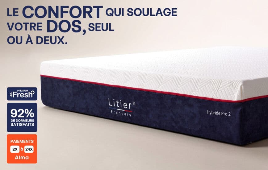 Litier Français Matelas Hybride Pro 2 Premium Fresh+ -  120 x 200 (cm)