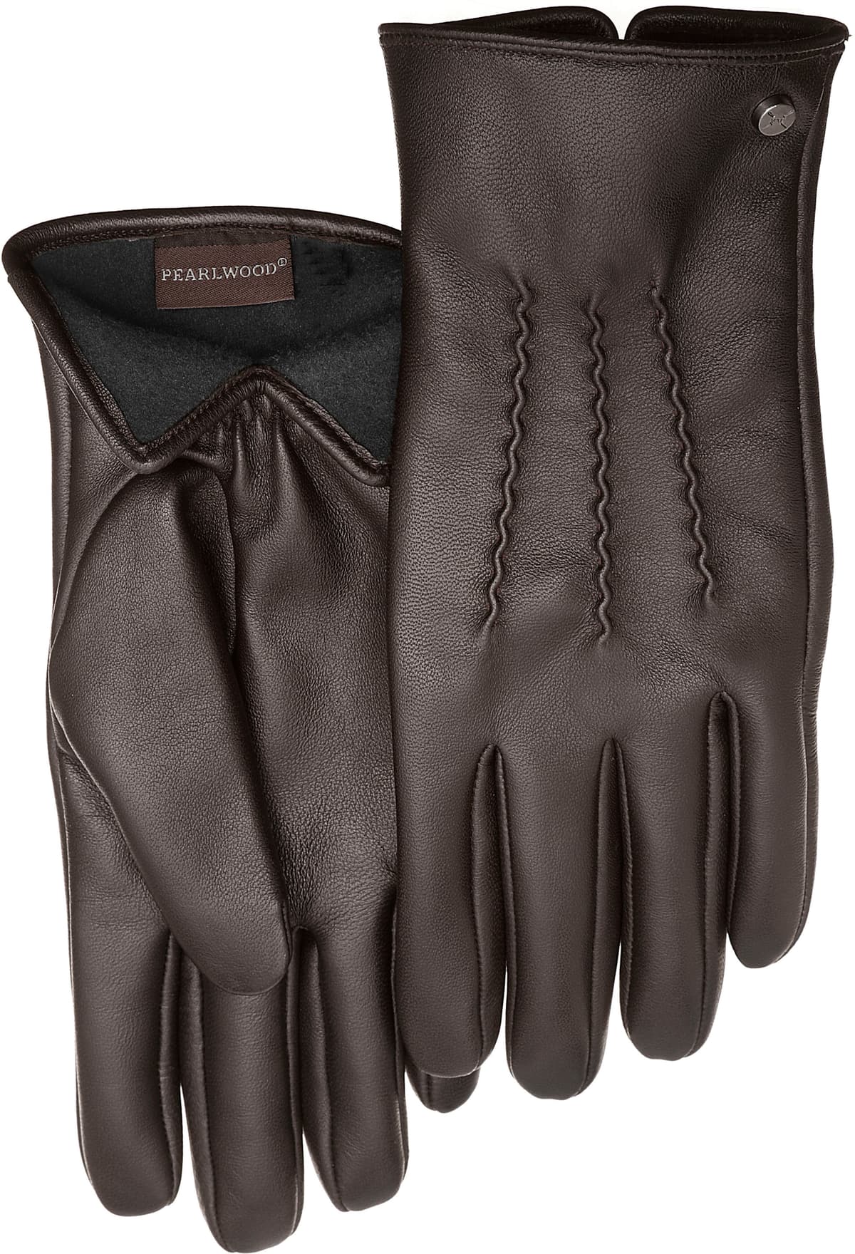 Lederhandschuhe PEARLWOOD "Gates", Herren, Gr. 8,5, braun (schwarz braun), Schafsleder, Biesen, unifarben, Handschuhe Lederhandschuhe, weiches Innenfutter aus Fleece schwarz braun 8,5