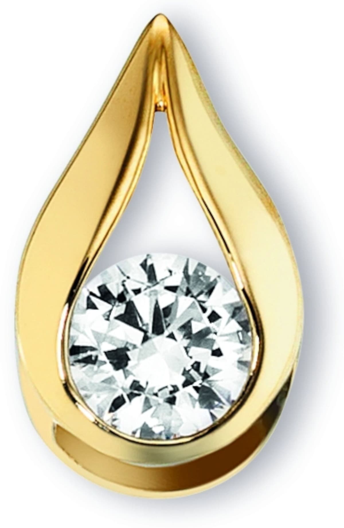 Kettenanhänger ONE ELEMENT "Zirkonia Anhänger aus 333 Gelbgold", gold, Schmuckanhänger, Damen, mit Zirkonia, Gelbgold 333, Kettenanhänger