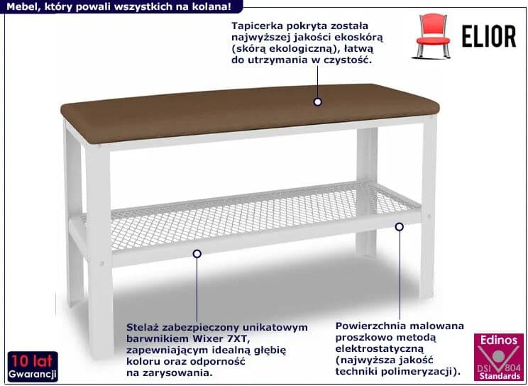 Edinos Nowoczesne siedzisko z półką na buty biały + ciemny beż C2-P00