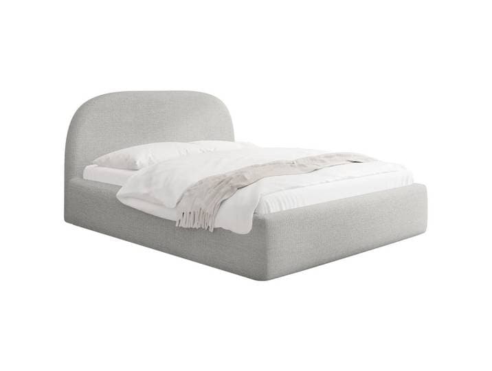 POLSTERBETT Puro mit Bettkasten & Metall-Lattenrost in Grau Chenille 200x200 cm