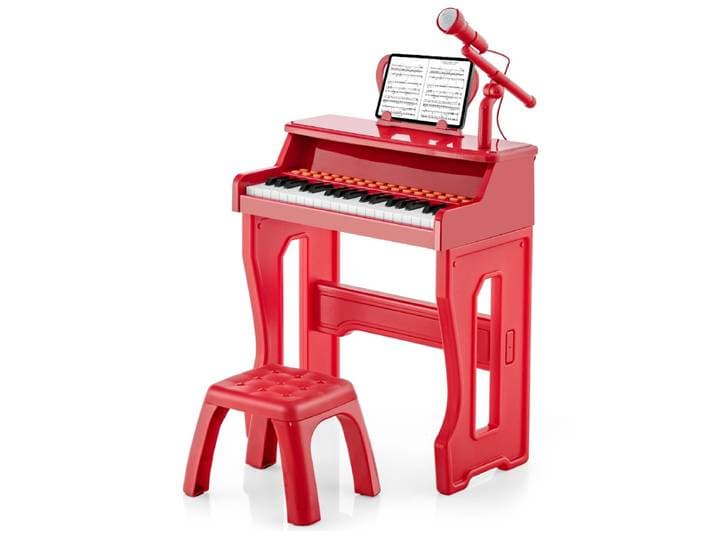 37-Toetsen Kinder Keyboard Elektronisch Kinderpiano met Kruk Microfoon & Bladmuziekstandaard voor Kinderen vanaf 3 Jaar Rood