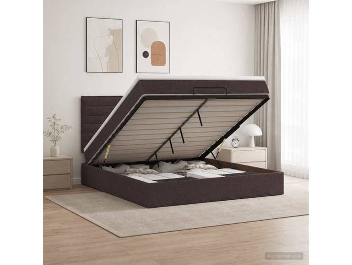 vidaXL Ottoman-Bett mit Matratze und LED Dunkelbraun 140 x 200 cm
