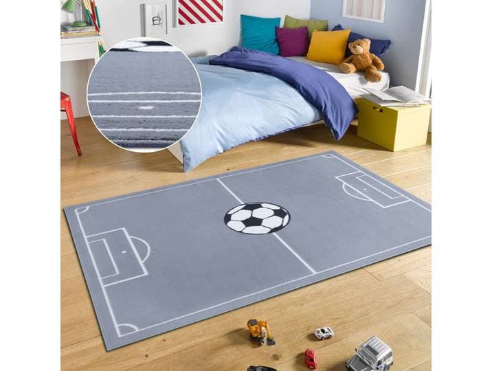 Teppich HANSE HOME Estadio , grau (grau, schwarz), B:160cm H:8mm L:220cm, Polypropylen (PP), Teppiche, Teppich, Kinderteppich, Spielteppich, Spielunterlage, Fussball, Kinderzimmer