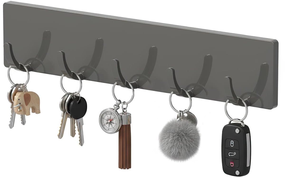 Dailygoods Sleutelhouder met 5 haken zonder boren voor eenvoudige montage